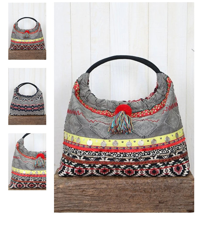 Ikat Striped Hobo Bag by Lovestitch - Freebohochic