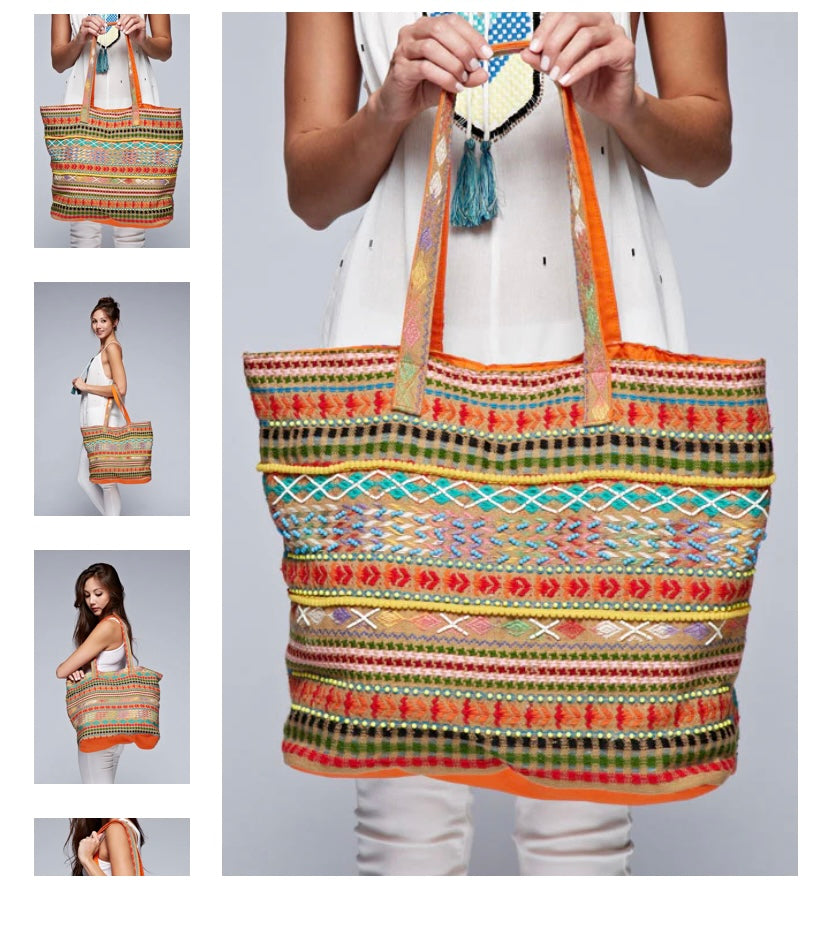 Jacquard Printed Tote Bag by Lovestitch - Freebohochic