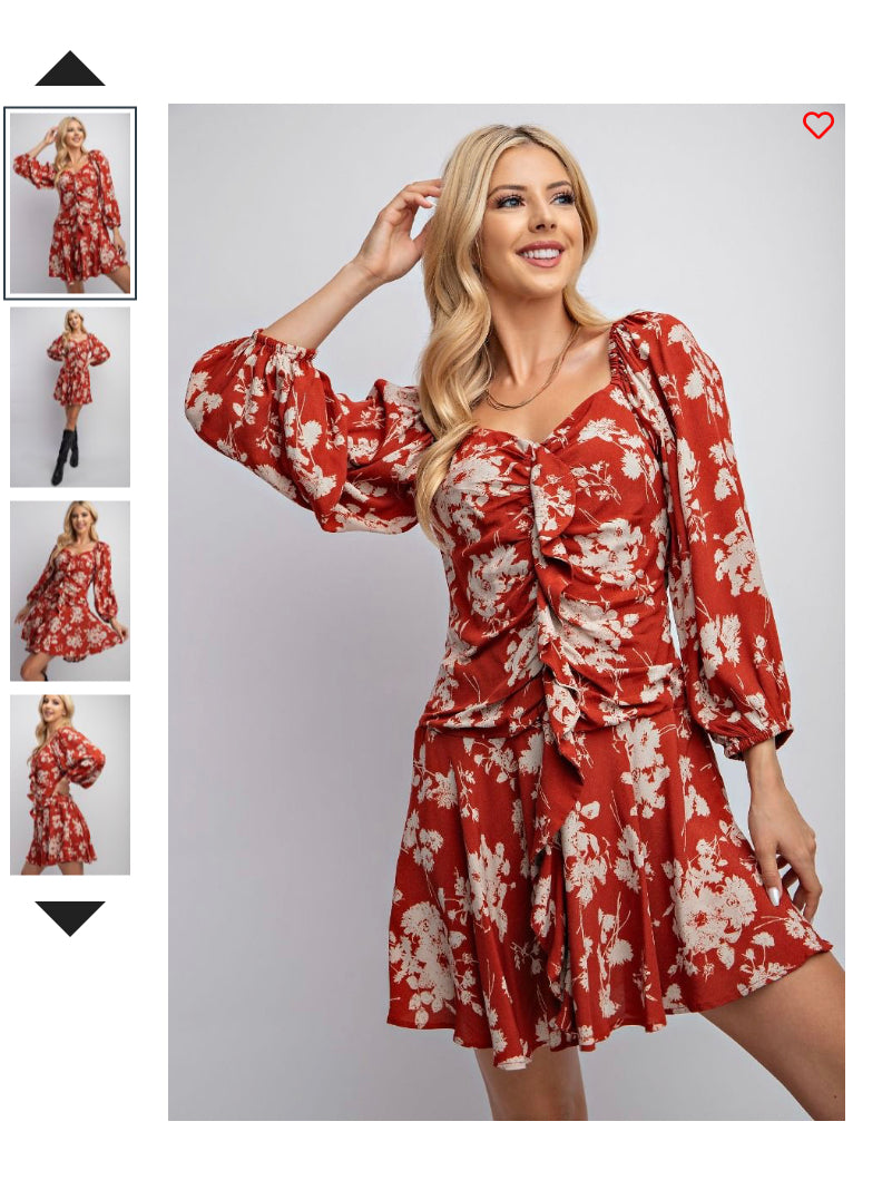 Crimson Floral Printed Fitted Dress - Freebohochic