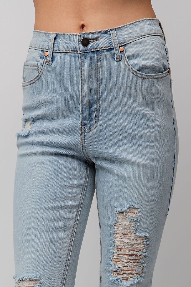 Strecth Wash Denim Pants - Freebohochic