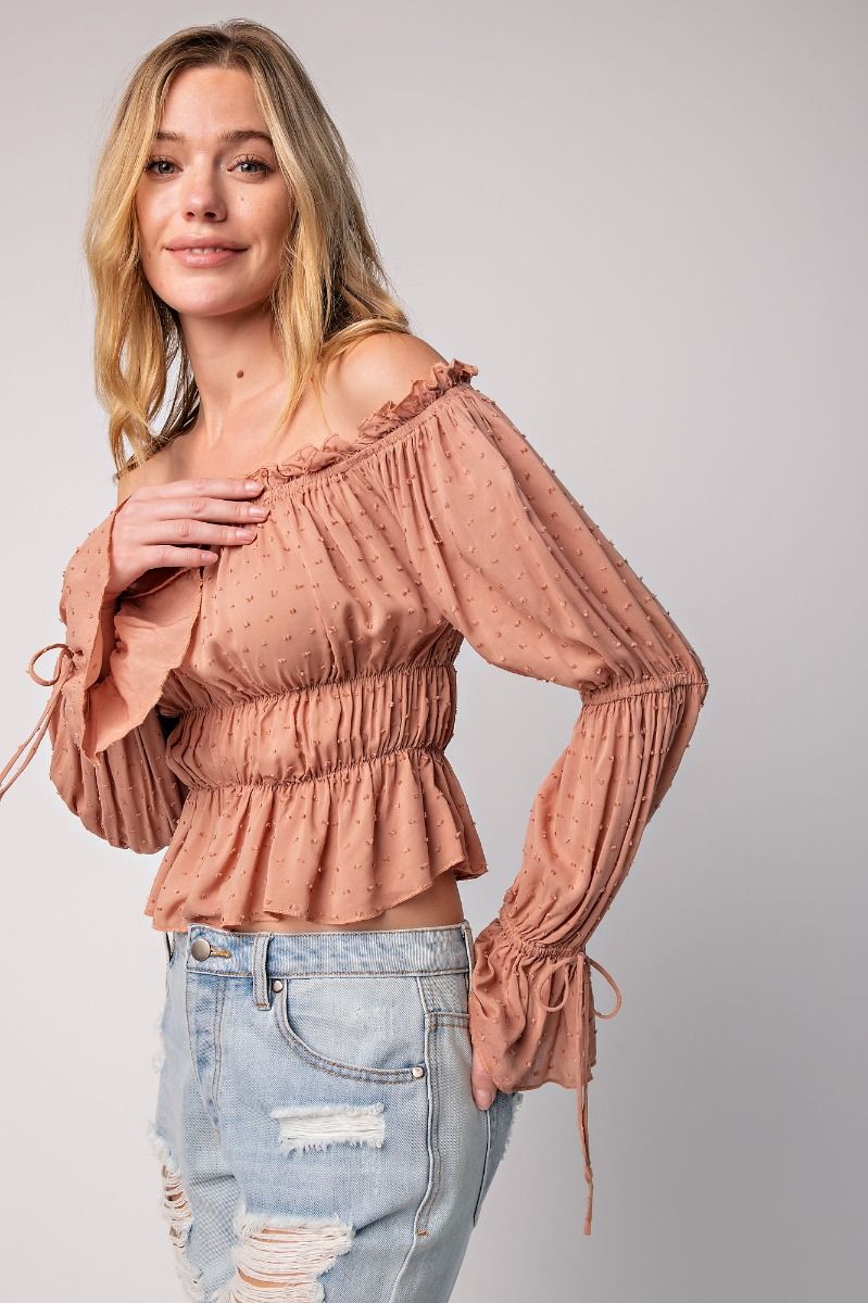 Off Shoulder Rouch Women Top - Freebohochic