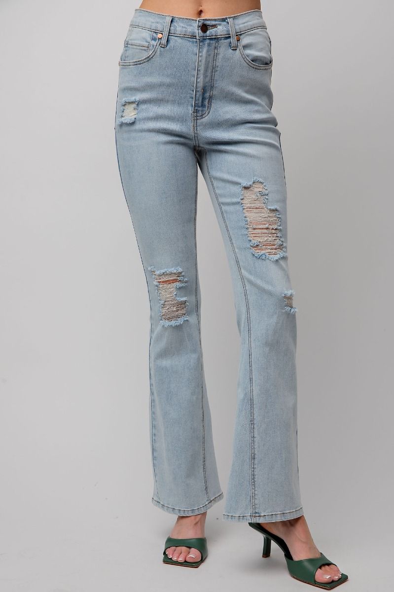 Strecth Wash Denim Pants - Freebohochic
