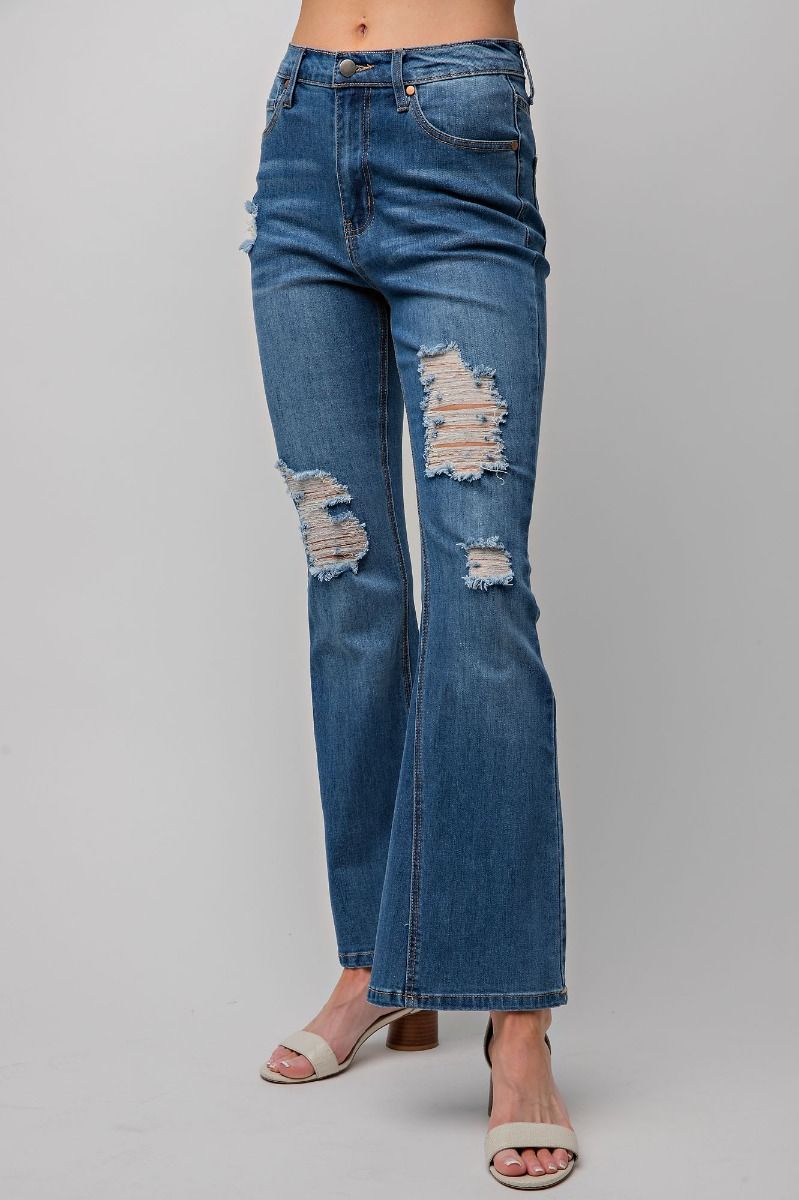 Denim Washed Strecth Pants - Freebohochic
