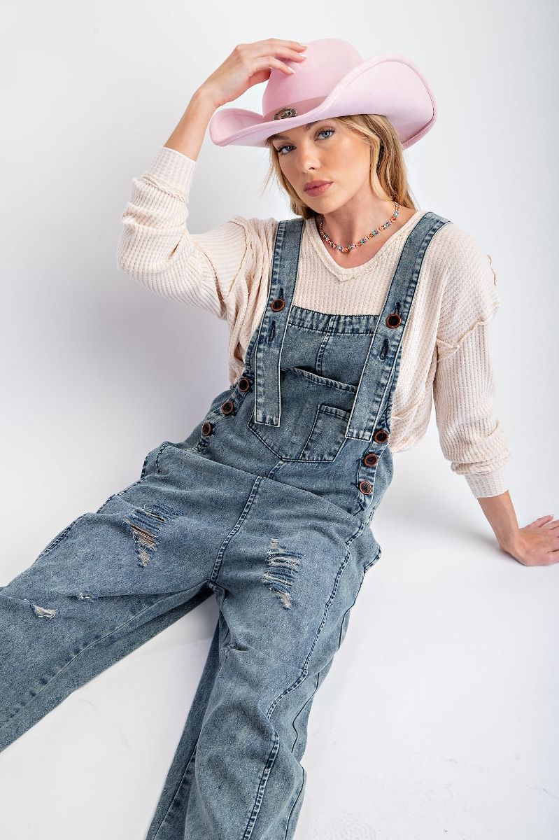 Washed Denim Overall Loose Fit - Freebohochic