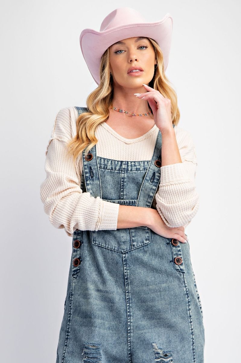 Washed Denim Overall Loose Fit - Freebohochic