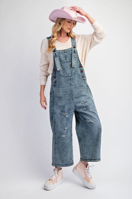Washed Denim Overall Loose Fit - Freebohochic
