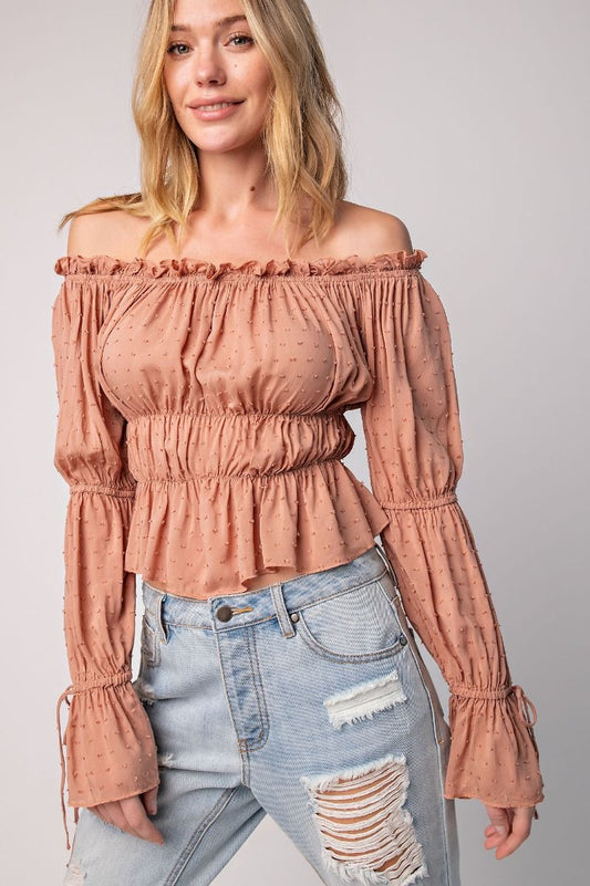Off Shoulder Rouch Women Top - Freebohochic