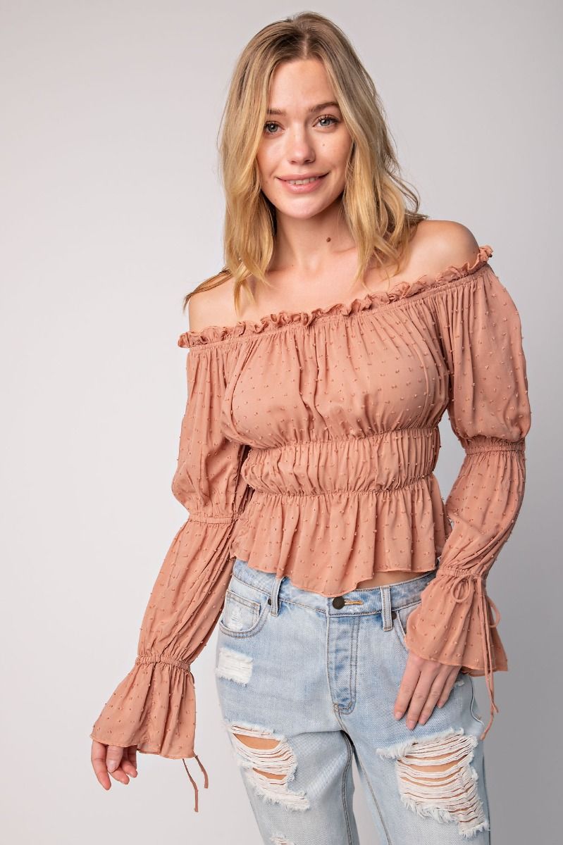 Off Shoulder Rouch Women Top - Freebohochic