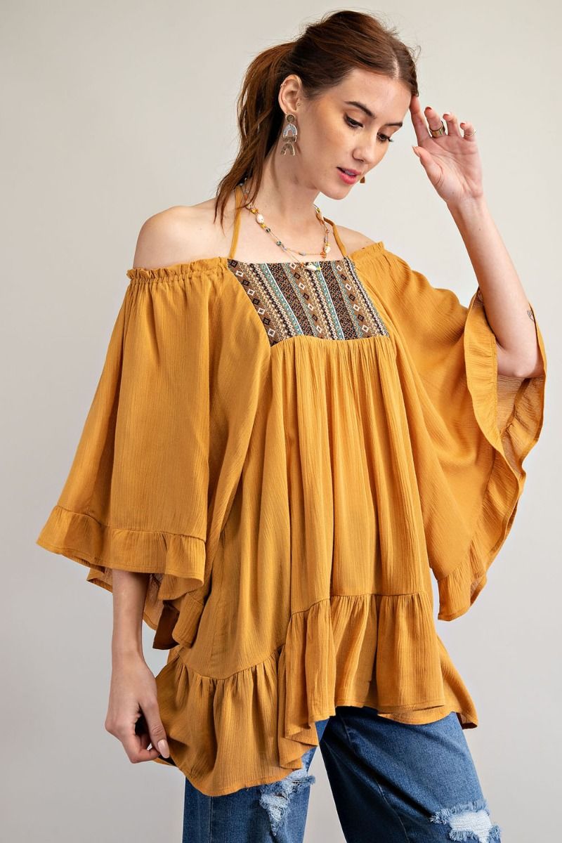 Boho Chic Top with Bell Shape Sleeves - Freebohochic
