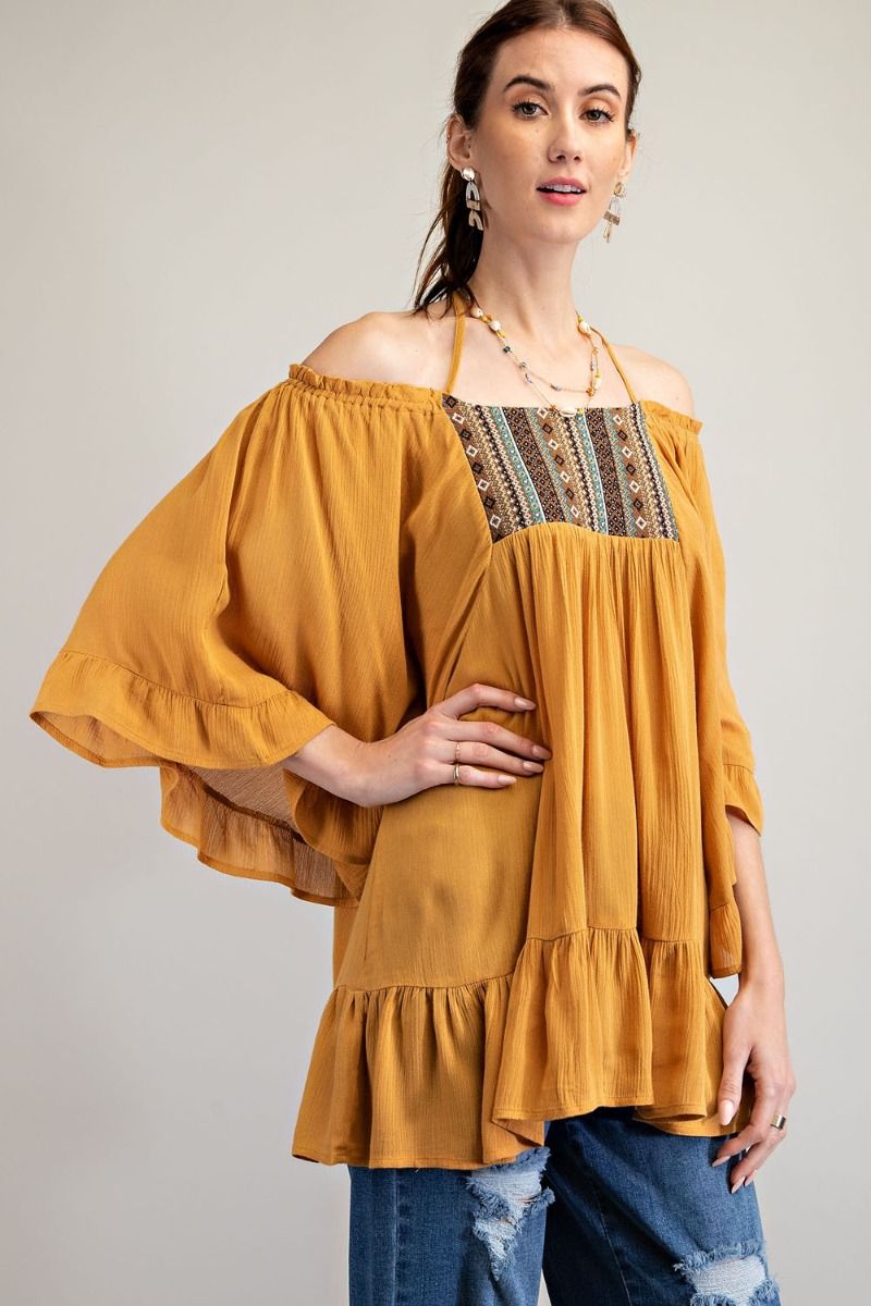 Boho Chic Top with Bell Shape Sleeves - Freebohochic
