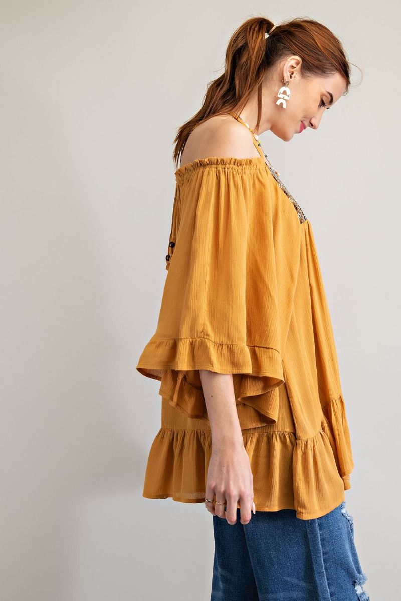 Boho Chic Top with Bell Shape Sleeves - Freebohochic