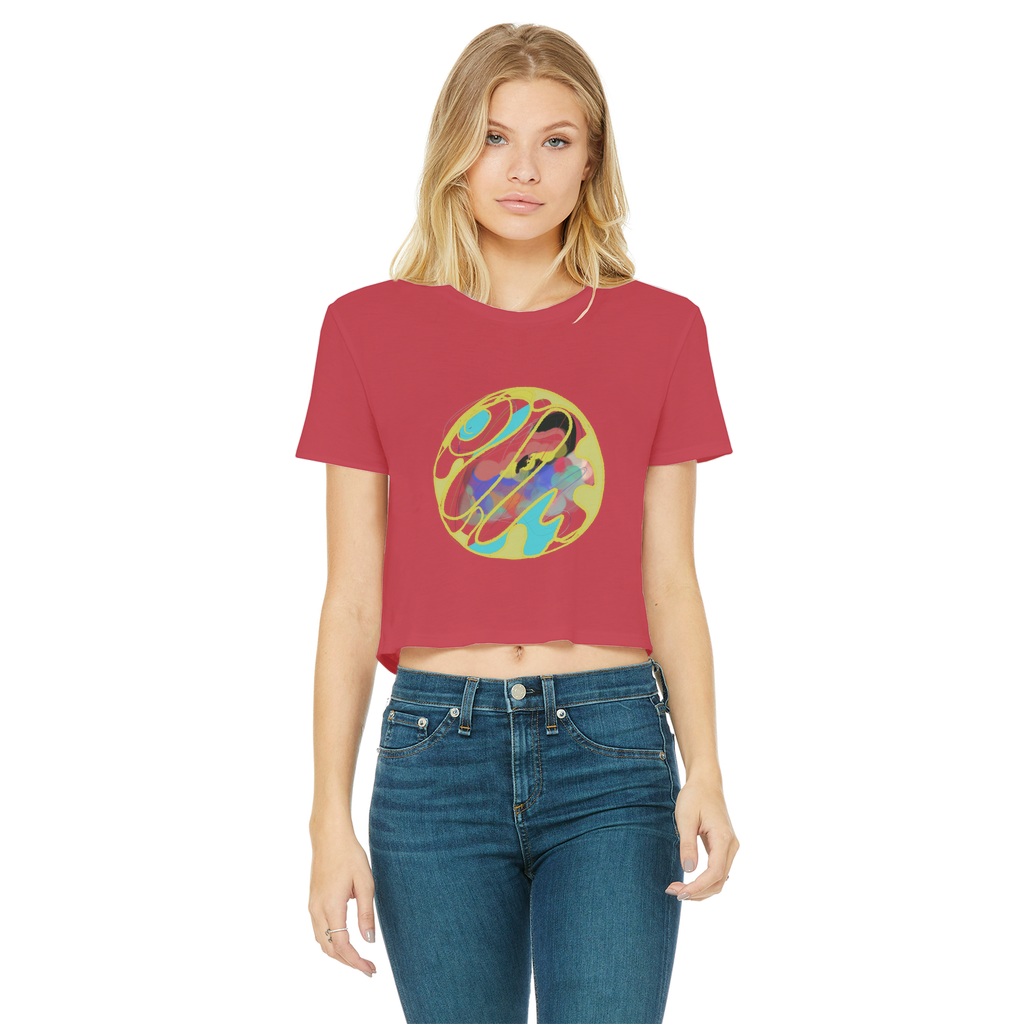Boho in Circle Classic Women's Cropped Raw Edge T-Shirt - Freebohochic