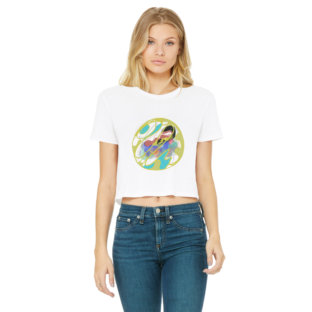 Boho in Circle Classic Women's Cropped Raw Edge T-Shirt - Freebohochic