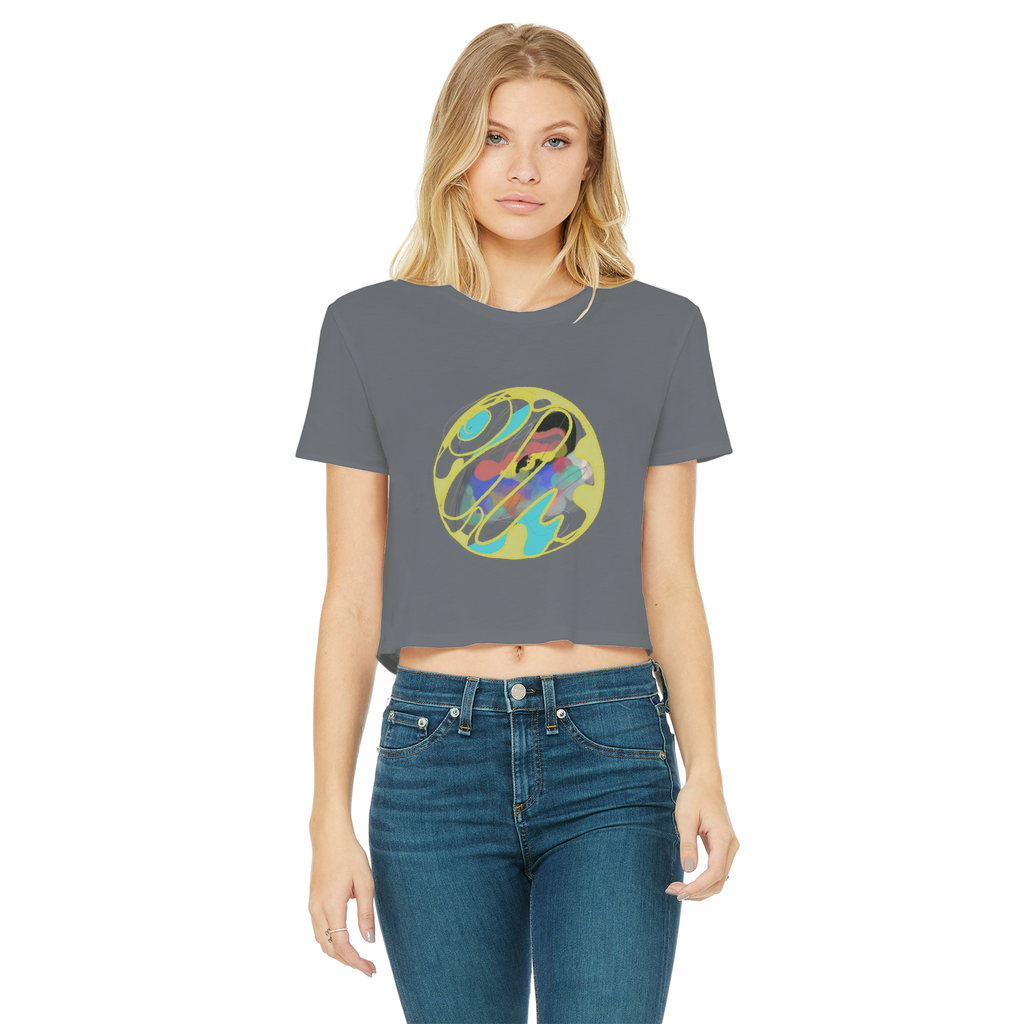Boho in Circle Classic Women's Cropped Raw Edge T-Shirt - Freebohochic