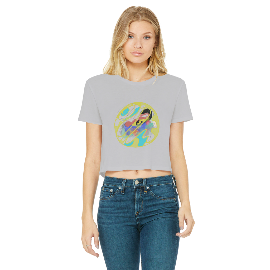 Boho in Circle Classic Women's Cropped Raw Edge T-Shirt - Freebohochic