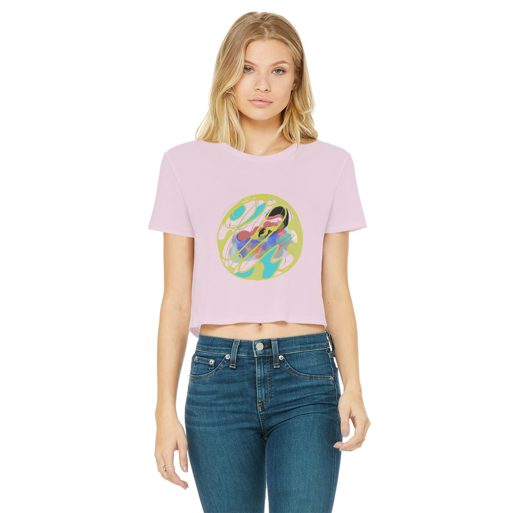 Boho in Circle Classic Women's Cropped Raw Edge T-Shirt - Freebohochic