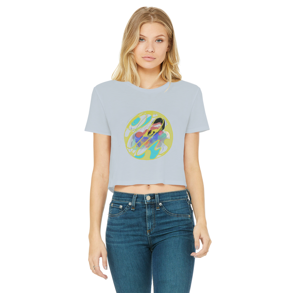Boho in Circle Classic Women's Cropped Raw Edge T-Shirt - Freebohochic