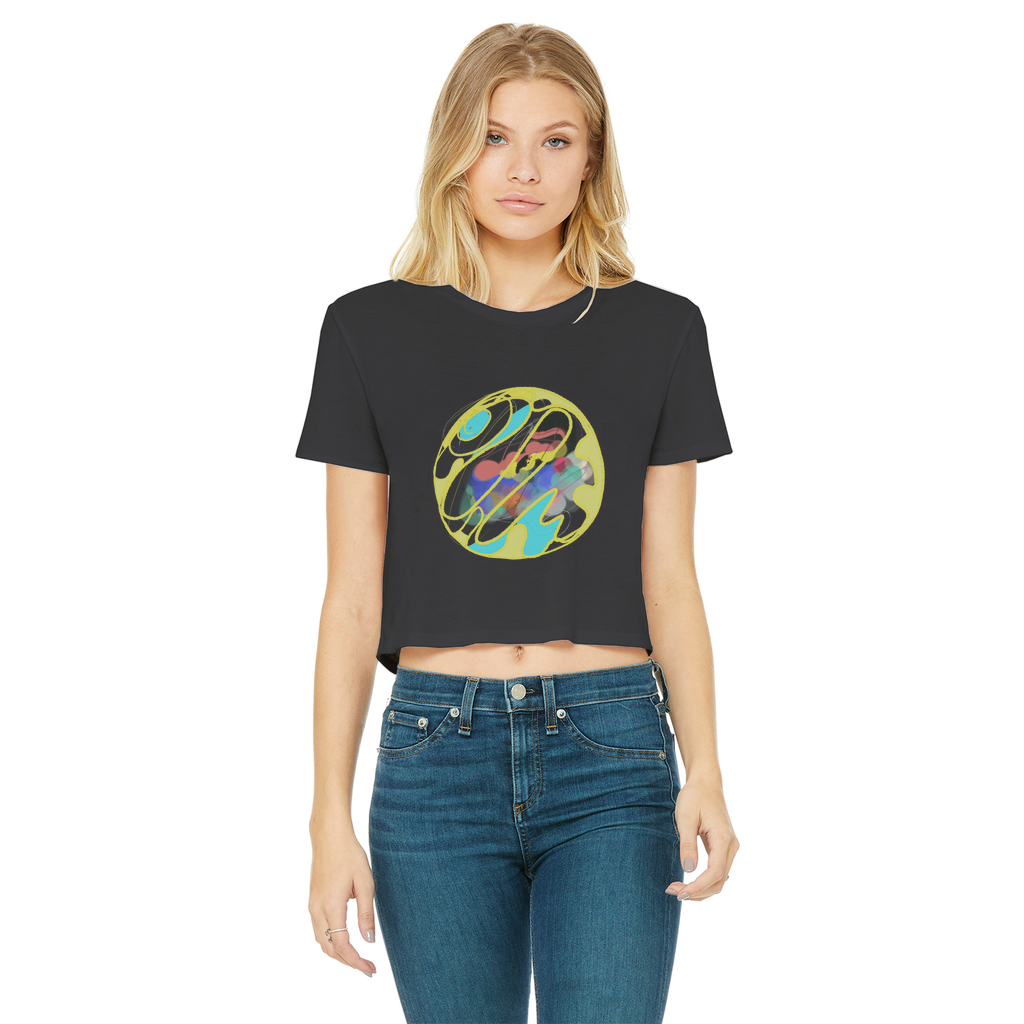 Boho in Circle Classic Women's Cropped Raw Edge T-Shirt - Freebohochic
