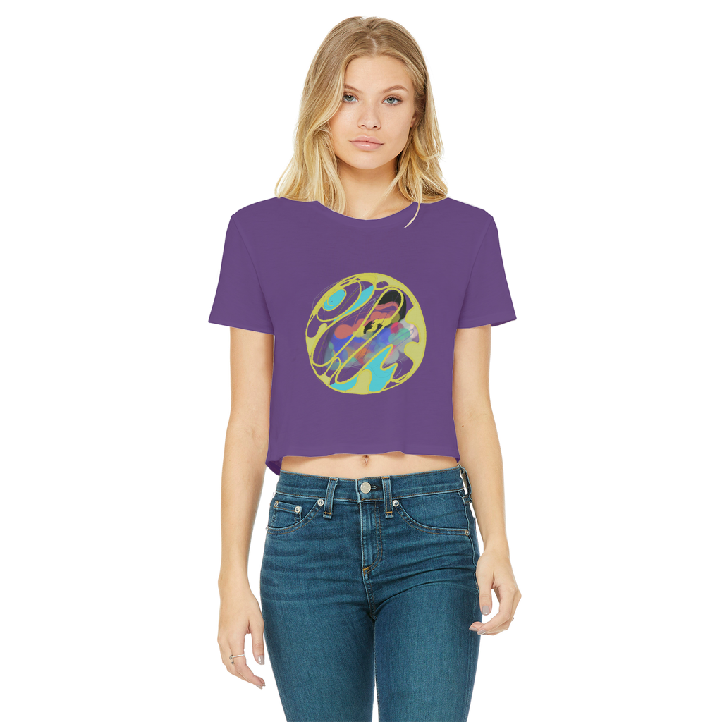 Boho in Circle Classic Women's Cropped Raw Edge T-Shirt - Freebohochic