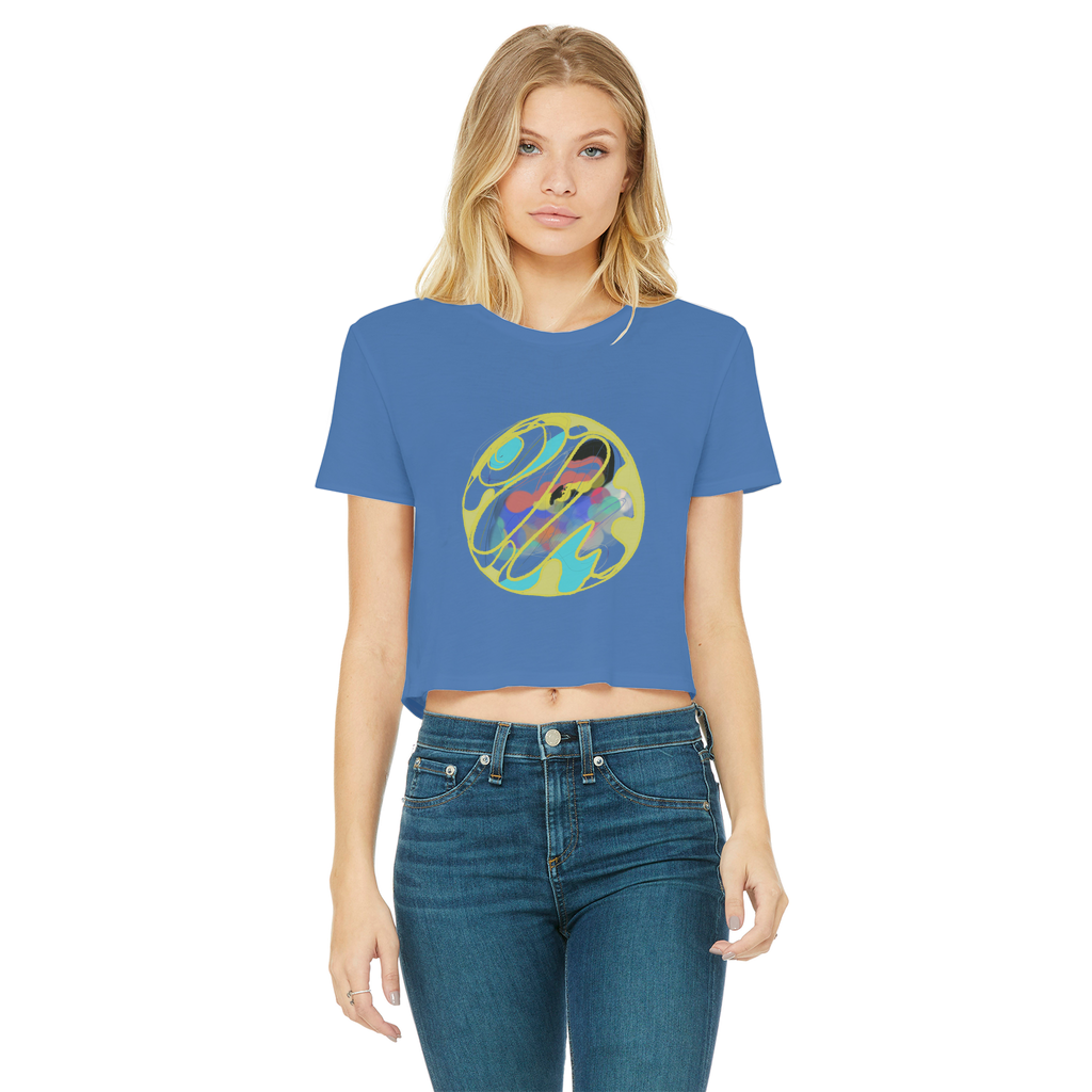 Boho in Circle Classic Women's Cropped Raw Edge T-Shirt - Freebohochic